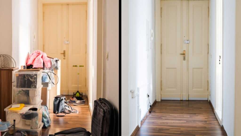 Confronto prima e dopo il decluttering in una casa Confronto prima e dopo il decluttering in una casa